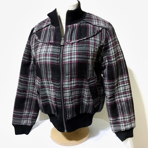 Hot Kiss Jackets & Blazers - 🆕Pink & Gray Plaid Bomber Style Coat/Jacket